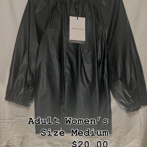Black Faux Leather Jacket - Medium